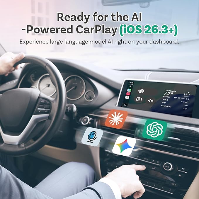 OTTOCAST 2026 New Mini Slim Orange, 2-in-1 Wireless CarPlay Adapter & Android Auto Adapter, Plug & Play Wireless Carplay Dongle, 5s Auto-Connect, Mini Cube for Factory Wired Cars, iPhone & Android