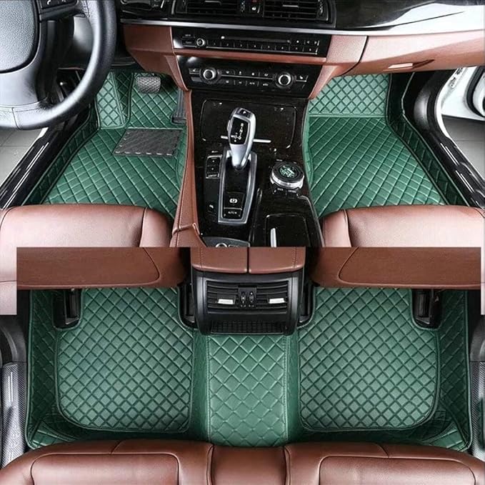 Customize Making Car Floor Mats for 99.99% Sedan SUV Pickup Truck Full Coverage Men Women Cute Leather Protection Pads Non-Slip Floor Liners (Green)