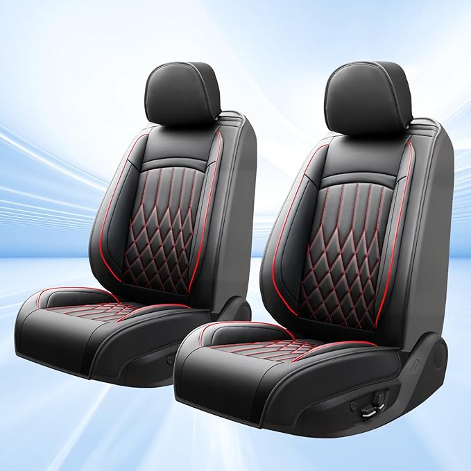 Fit for Sonata Car Seat Covers Compatible with Hyundai Sonata 2004-2026 - Waterproof Breathable Leather Automotive Seat Cushions Protector, Airbag Compatible, Only 2 front seat covers(Redline)