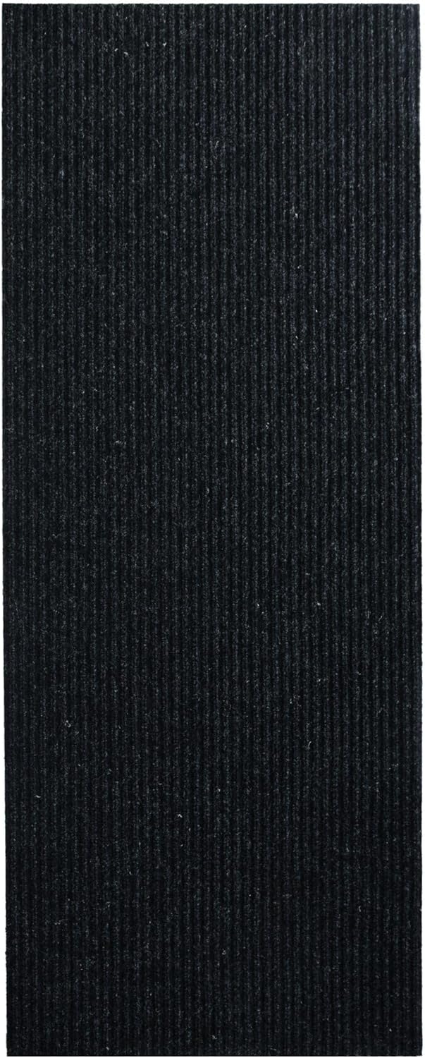 iCustomRug Spartan Weather Warrior Indoor/Outdoor Utility Ribbed Carpet Runner with Non-Slip Thermoplastic Rubber Backing, 3ft X 58ft in Black