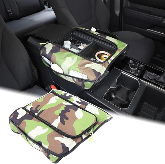 Upgrade Center Console Armrest Cover Compatible with Toyota Tundra 2022+ Sequoia 2023+ Leather Middle Console Cushion Lid Pad Anti-Scratch Armrest Seat Box Cover With Pocket Storage Bag Accessories
