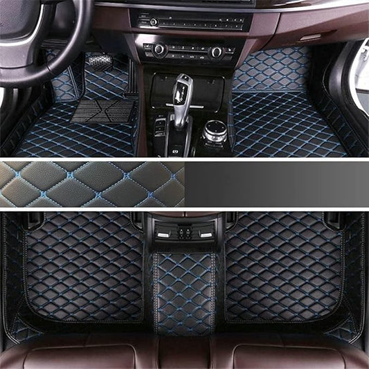 Custom Making Car Floor Mats Protection Pads for 99% Sedan/Coupe/Hatchback/SUV/Pickup Men Women Car Floor Mats Coverage Pads Anti-Slip Leather Floor Lining (Black Blue)