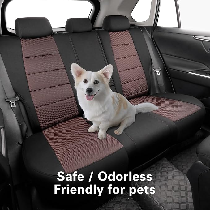 coverdream Rav4 Seat Covers Custom Fit for 2013-2018 Toyota Rav4 LE,Full Coverage Polyester Car Seat Protector(Full Set,Black & Wine)