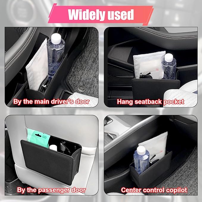 Car Trash Can, Leather Car Garbage Can with One Roll Trash Bag, Foldable Hanging Storage Container, Mini Trash Bin, Vehicle Garbage Organizer Holder for Door Side, Back Seat (Burgundy)