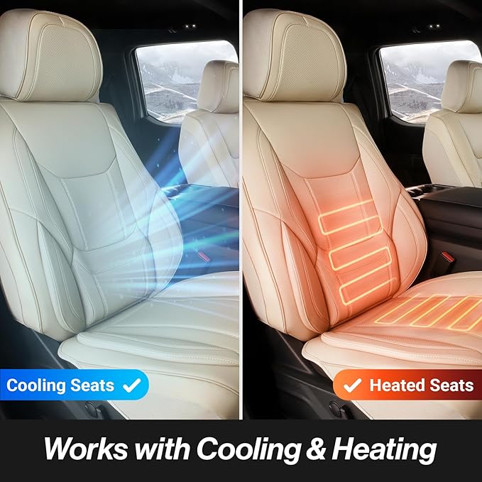 Coverland Custom Fit Car Seat Covers for SUV Compatible with [2022-2026 Lexus NX 250, NX 350h] Premium Seat Cover Water Resistant Leather Non-Slip Interior Protector [Full Set Beige - Size Chart X81]