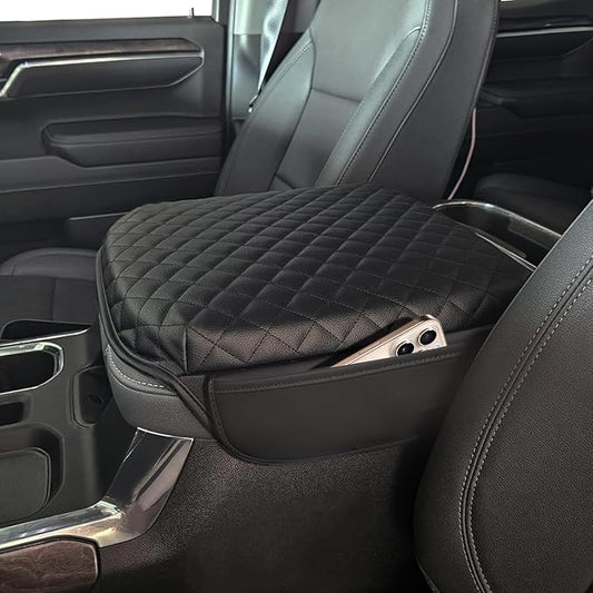 Center Console Armrest Cover for GMC Sierra & Chevy Silverado 2019-2025, Tahoe & Suburban & Yukon 2021-2025, Bucket Seat Thickened Arm Rest Cushion Pad, Anti-Scratch Full Protector Accessories