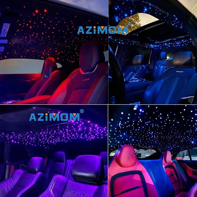 AZIMOM Mini 6W Twinkle Mixed 430pcs 13.1ft Fiber Optic Starlight Headliner Kit for Car Home End Glow Fiber Strands Sound-Activated APP& Remote Control Starlight Engine