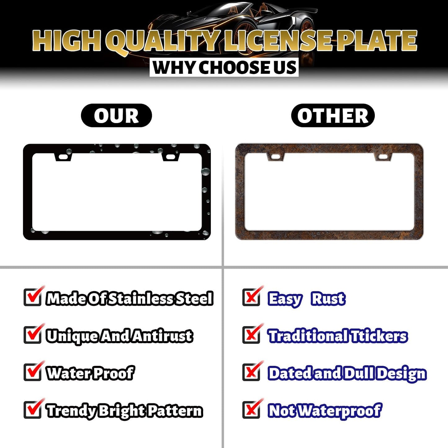 Watercolor Koala License Plate Frame Colorful Animal License Plate Holder Funny License Plate for Car Decoration Stainless Steel Cute Auto Parts with Screws for Men Women 12.3" x 6.3"
