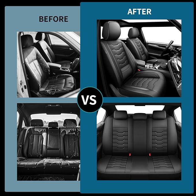 Fit Altima Car Seat Covers Compatible with Nissan Altima 2011-2025 2026 - Full Set Premium Leather， Waterproof Breathable， All-Weather Seat Cushion Protecto&Airbag Compatible（Full Set,Black