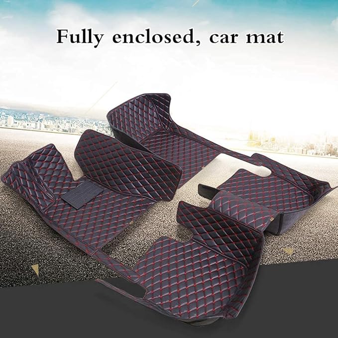 Custom Fit Car Floor Mats - Full Coverage Automotive Leather Floor Liners for Most Vehicles by MingyunSM (Black White)