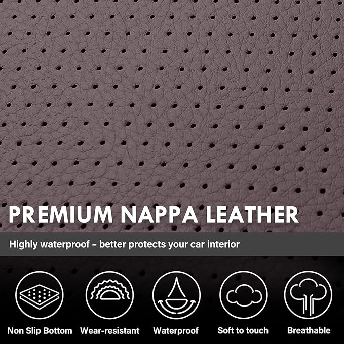 Coverado Chevy Silverado Seat Covers, Faux Leather Seat Covers Fit for Chevy Silverado GMC Sierra 2007-2026 1500, 2015-2026 2500HD 3500HD Crew Double Extended Cab (Front,Brown)