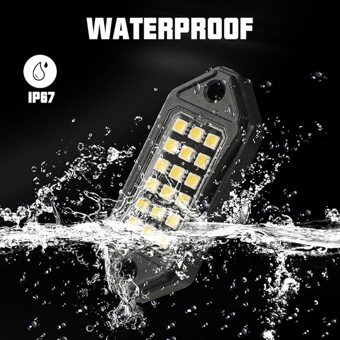SUNPIE White Rock Lights, 12 Pods LED Rock Lights Underglow kit IP67 Waterproof Light kit for Trucks Car Jeep ATV UTV SUV Pickup Off Road RZR Under Body Glow Light Trail Lighting