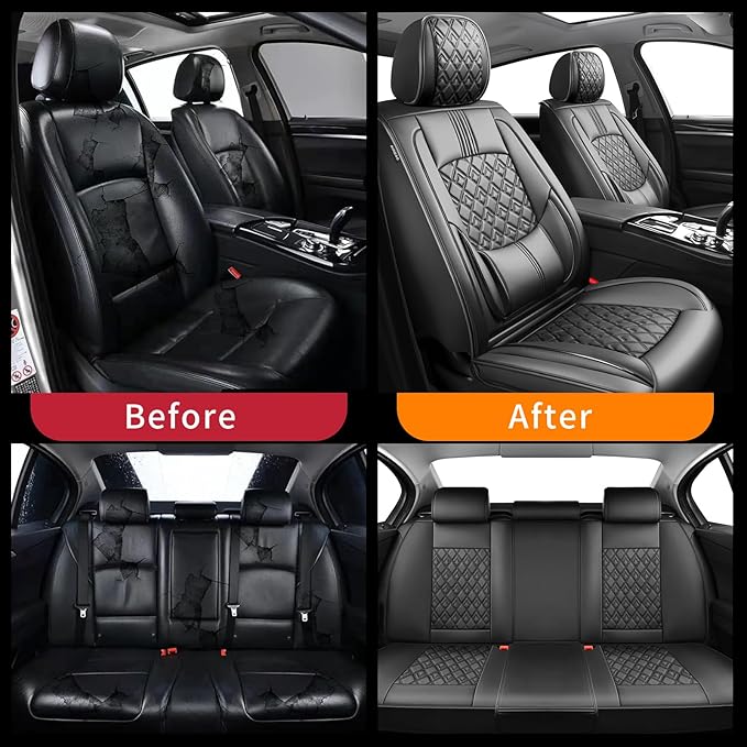 Fit Venza Car Seat Covers for Toyota Venza 2009-2024 2025 2026 - Upgraded Premium Waterproof & Breathable Leather, Airbag Compatible, All-Weather Seat Cushion Protector (Full Set, Black)
