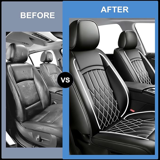 Fit TSX Car Seat Covers for Acura TSX 2003-2014 - Premium Leather, Waterproof, All-Weather, Airbag Compatible, Breathable, Easy Install, Seat Protectors, Only 2 Front seat Covers, Whiteline