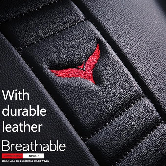 for Chevy Equinox Seat Covers 2005-2026, Full Coverage Customized Car Seat Covers, Premium Leather Waterproof Stain-Resistant Easy to Install (Standard 2 Seats, Black&Red)