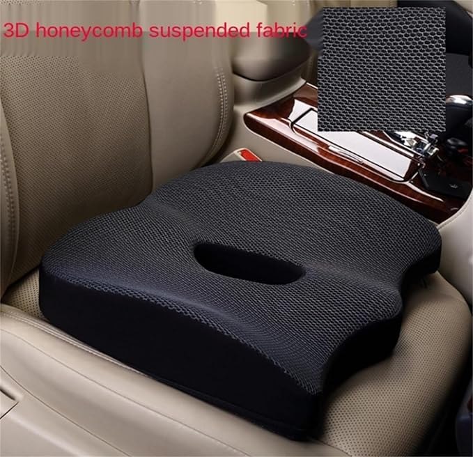 Heightening Wedge Car Seat Cushion Pad for Driving with Comfort Memory Foam, Curved Design Closely Adheres to The Lumbar Spine and Buttocks, Relieving Fatigue Broader Vision (Cushion Set,Light Grey)