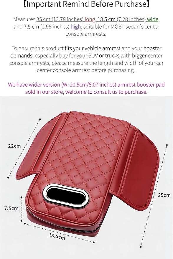 Center Console Cover Arm Rest Cover Leather Car Armrest Box Pad with Pocket Tissue Box Hole Auto Armrest Cover Cushion for Sedan Vehicle (Black)