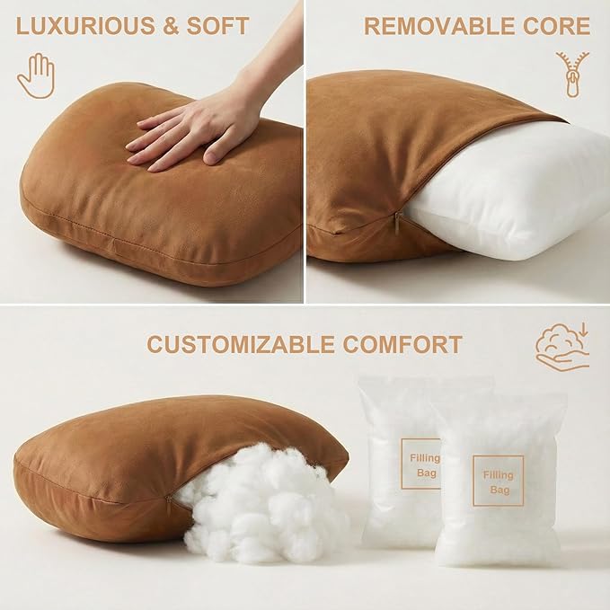 2PCS Car Pillow for Car Neck Pillow for Driving Seat Neck Support Soft Cushion Back Support Head-Rests for Vehicle Sleeping with Elastic Adjustment Strap (Coffee, Head and Lumbar)