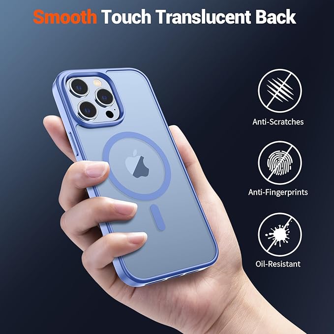 SUPFINE Magnetic for iPhone 13 Pro Case (Compatible with MagSafe) (Military Grade Drop Protection) Slim Translucent Matte Shockproof with Anti-Fingerprint Phone Case,Blue Purple