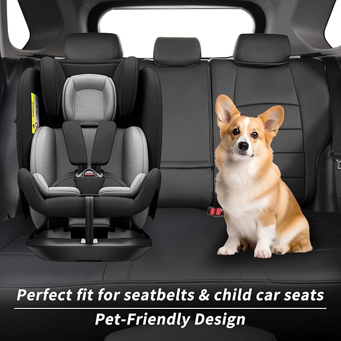 coverdream RAV4 Seat Covers Custom Fit for 2019-2024 2025 Toyota RAV4 LE,XLE,XLE Premium,Limited SUV Seat Cushion,Luxury Waterproof Leather Car Seat Protector(Full Set,Black)