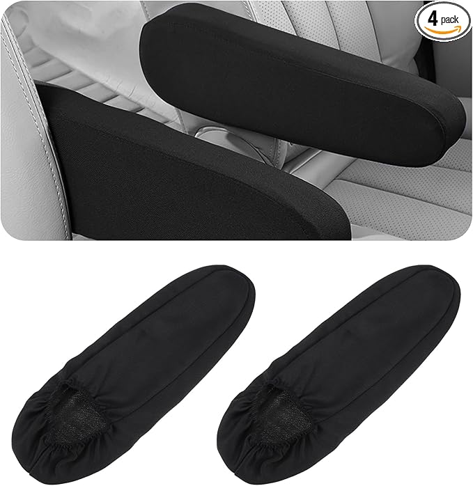 4 Pcs Arm Rest Cover for Car, Car Armrest Cover Armrest Covers for Cars Front Auto Seat Armrests Protectors Arms Rest Replacement Elastic Protector Vehicle Interior Decor(Black)