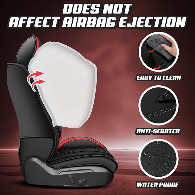 Car Seat Covers for Ford Expedition 2000-2026, Premium Nappa Leather Car Seat Cover, Stylish Sport Seat Covers， Automobile Seat Cover Sets.(Luxury 5 Seats/Black Red)