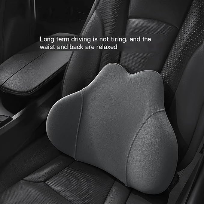 Headrest Neck Lumbar Pillows Car Seat for Toyota Hilux 2022-2024, Universal Ergonomic Back Support Cushion, Comfortable Breathable Cover for Office Home, B/Gray