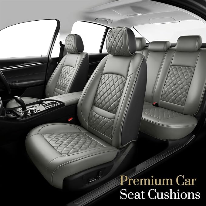 Fit Integra Car Seat Covers for Acura Integra 2023-2026 - Premium Leather, Waterproof, All-Weather, Airbag Compatible, Breathable, Seat Protectors, Only 2 Front seat Covers, Gray