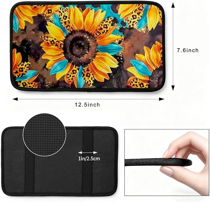 Blue Evil Eye Vehicle Center Console Armrest Cover Pad,Evil Eye Car Accessories Soft Middle Console Cushion Pad,Auto Arm Rest Mat Decor Blue Eyes Gifts for Women Men Dad for Most Vehicle SUV Truck