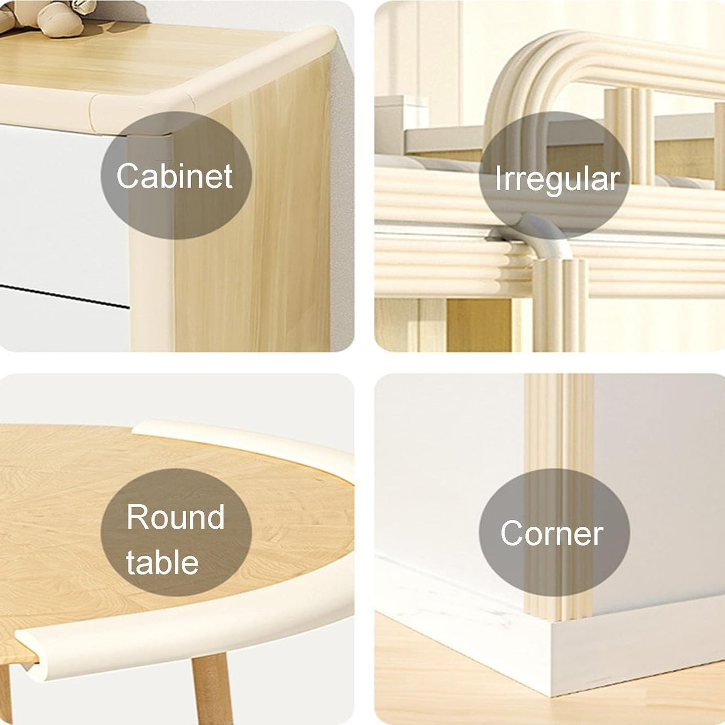 XPLKQXE Sharp Edge Safety Corner Edge Foam Padding, Edge Guards Bumpers Adhesive, Edge Corner Protector Guards for Table Edges & Sharp Corners(White-B,4pcs)