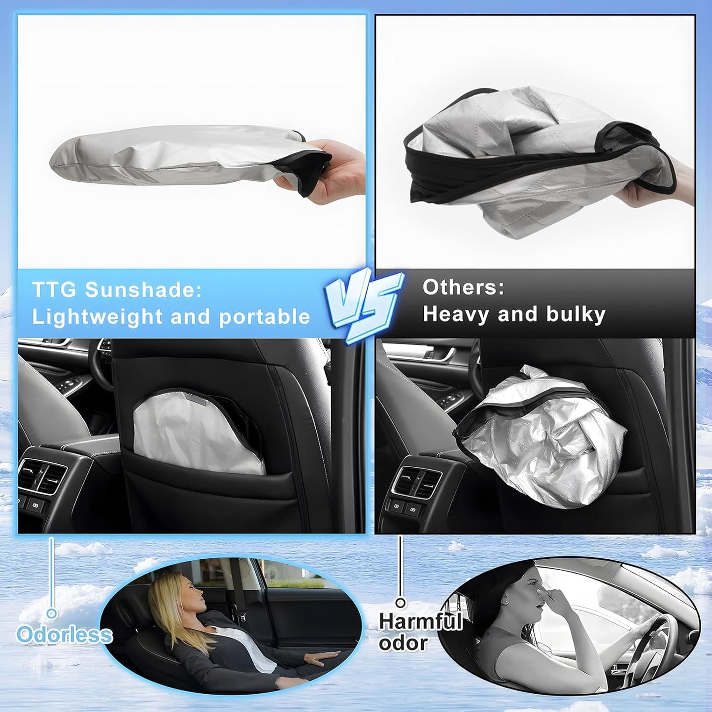 T TGBROS Windshield Sun Shade for Jeep Cherokee 2014-2023 Accessories Foldable Sun Shield Front Window Sunshade Cover Sun Visor Cover Block Heat and Sun Protection(Not for Grand Cherokee)