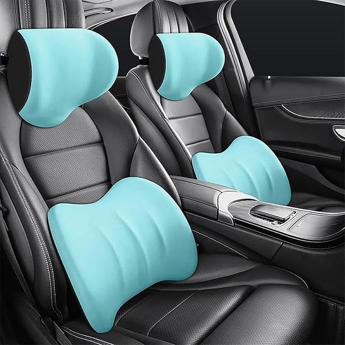 Car Headrest & Lumbar Support Cushion For Toyota Corolla Cross 2022 2023 2024, Ergonomic Car Seat Headrest Memory Foam Neck and Back Pillow Kit Breathable Removable for Driving Fatigue Relief