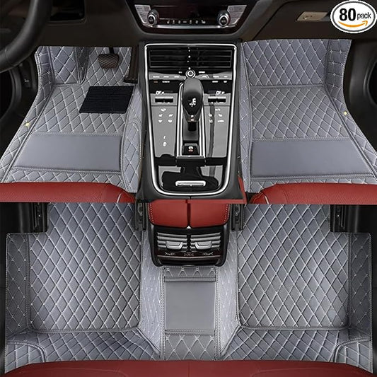TREGOO All Weather Car Mats Custom Fit Non Slip Floor Mats for 1998-2025 Cars Personalized Leather Protection Pads Suitable for Men Women (Grey)
