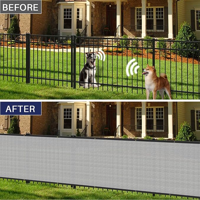 Windscreen4less Privacy Fence Screen Heavy Duty Windscreen Fencing Mesh Fabric Shade Net Cover for Outdoor Wall Garden Yard Pool Deck, 8'x260' Light Gray