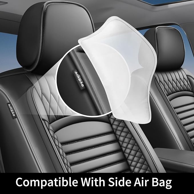 Fit Fj Cruiser Car Seat Covers for Toyota Fj Cruiser 2007-2013 2014 - Upgraded Premium Waterproof & Breathable Leather, Airbag Compatible, All-Weather Seat Cushion Protector (Full Set, Black)