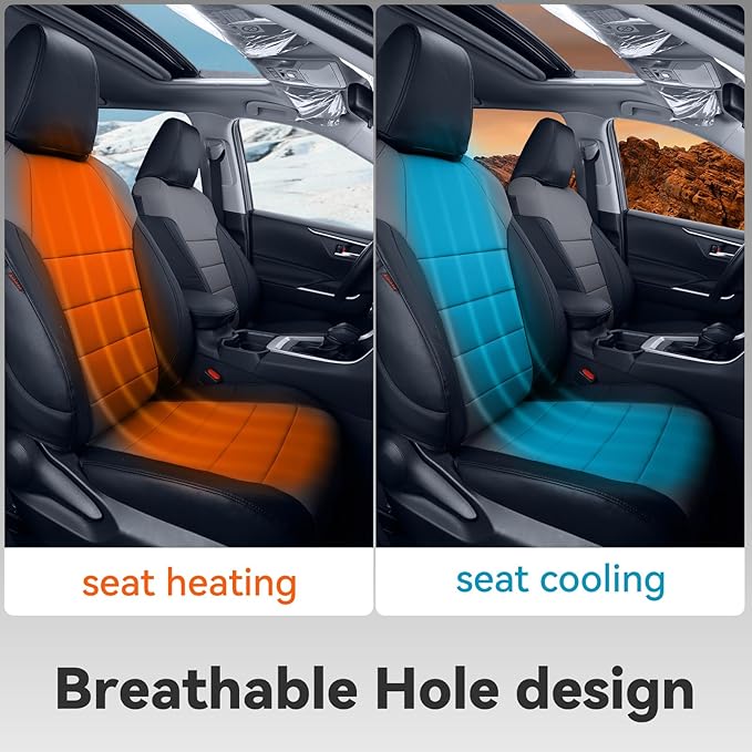 coverdream 2026 Rav4 Seat Covers Custom Fit for 2026 Toyota Rav4 Hybrid (SE,XSE) & PHEV GR Sport SUV,Full Set Luxury Waterproof Leather Car Seat Protector Black/Grey
