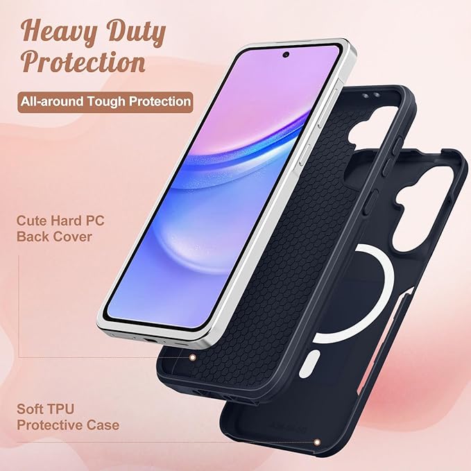 for Samsung Galaxy A36 5G Phone Case - Compatible with MagSafe Women Girls Cute Magnetic Protective Cover Girly Blue Butterfly Heavy Duty Shockproof Design for Samsung A36 5G Cases 6.7"