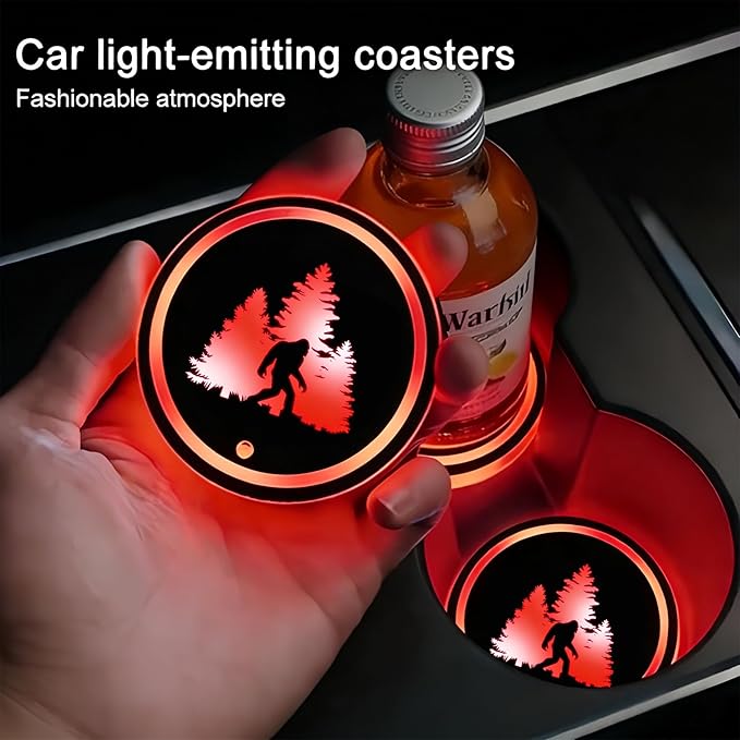 Pentagram LED Cup Holder Lights for Car,2Pcs LED Light Up Cup Holder Coasters 7 Colors 3 Modes,Waterproof Interior Atmosphere Lamp,Car Decor Accessories Pentagram Gifts for Women Men