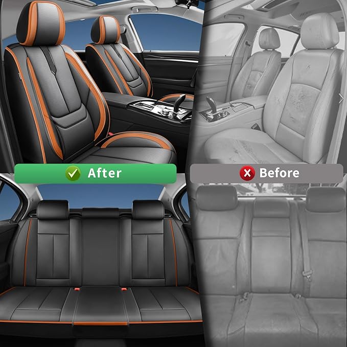 Fit Fj Cruiser Car Seat Covers for Toyota Fj Cruiser 2007-2013 2014 -Upgraded Premium Waterproof & Breathable Leather,Airbag Compatible,All-Weather Seat Cushion Protector,2 Front/Black-Brown