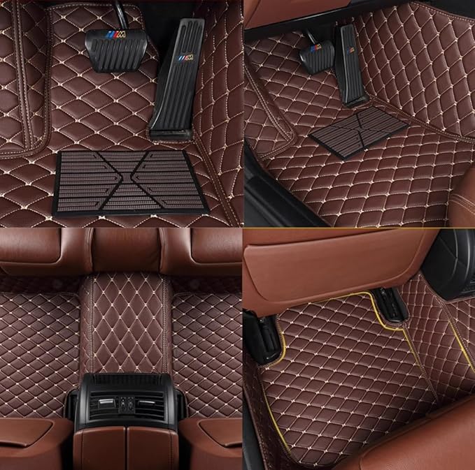 Custom Personalized Floor Mats for Cars，Luxury Full Coverage All Weather Car Floor Mats，Anti-Slip Leather Car Mat Set ，Custom Floor Mats for 99% of Cars, Trucks & SUVs (3D Purple and Black)