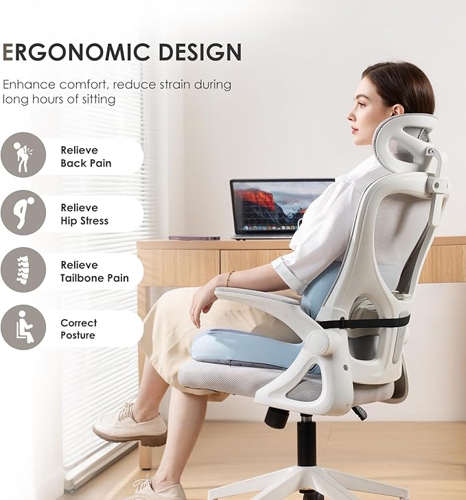 FLORICH Memory Foam Truck Seat Cushion,Car Seat Cushion and Lumbar Support Pillow for Office Chair, Ergonomic Back Support & Sciatica Relief for Long Drives(Green)