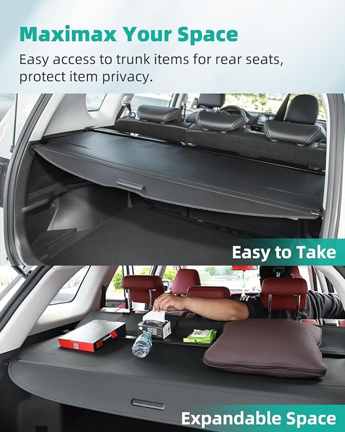 SCITOO Cargo Cover 2022-2024 Fit for Hyundai Tucson 1.6L 2022-2024 Fit for Hyundai Tucson 2.5L Upgraded Retractable Rear Trunk Cover with Aluminum PVC&Plastic