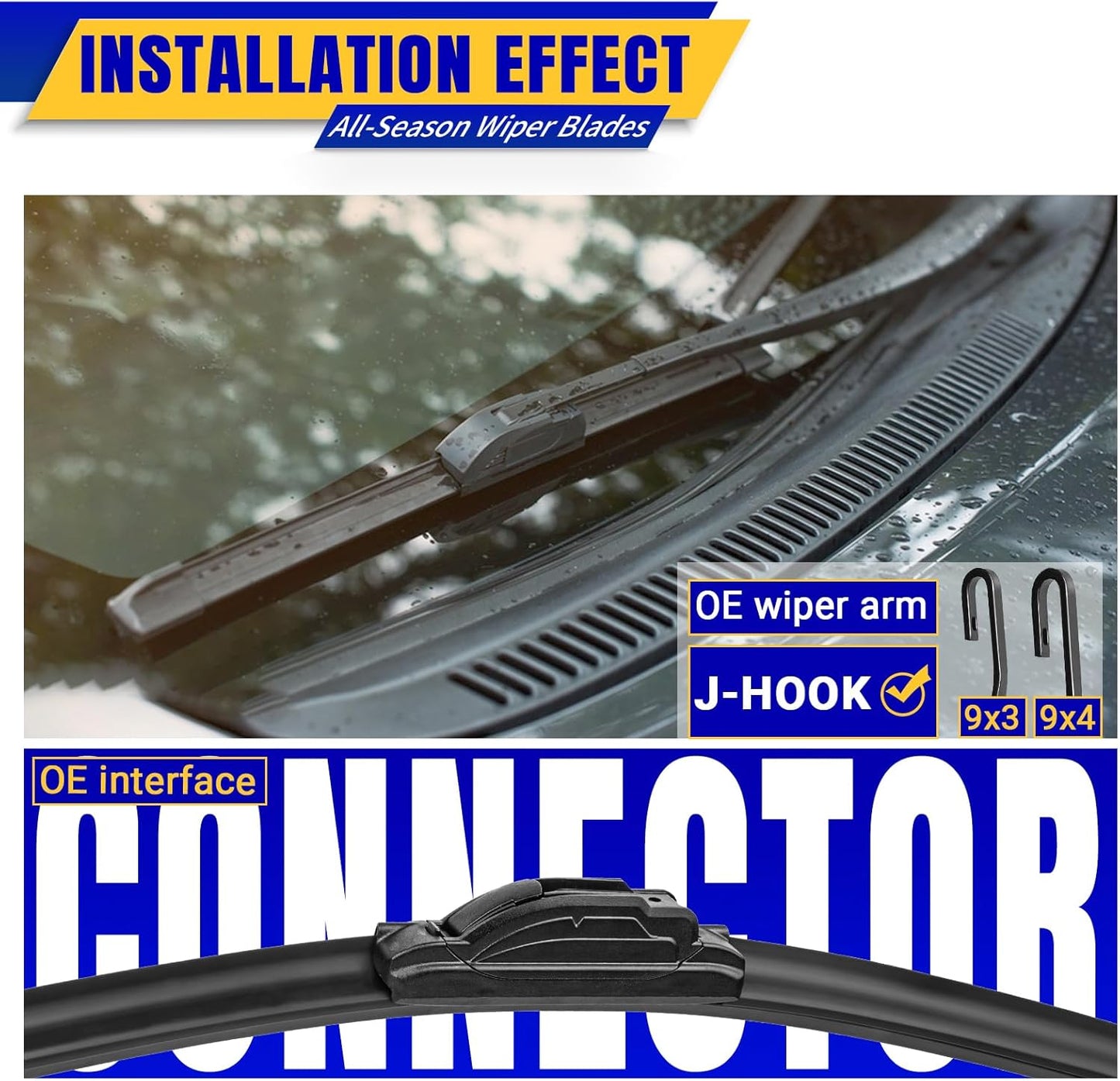 3 wipers Replacement for 2009-2016 Ford Expedition/2009-2016 Lincoln Navigator, Windshield Wiper Blades Original Equipment Replacement - 22"/22"/16" (Set of 3) U/J HOOK