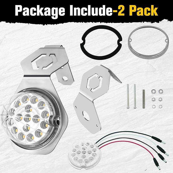 2PCS Turn Signals Bracket Watermelon Light, 17 LED Dual Revolution Amber Turn Signal and Marker to Blue Auxiliary Marker Lights with Watermelon Light Mounting Plate for Trailer Heavy Trucks