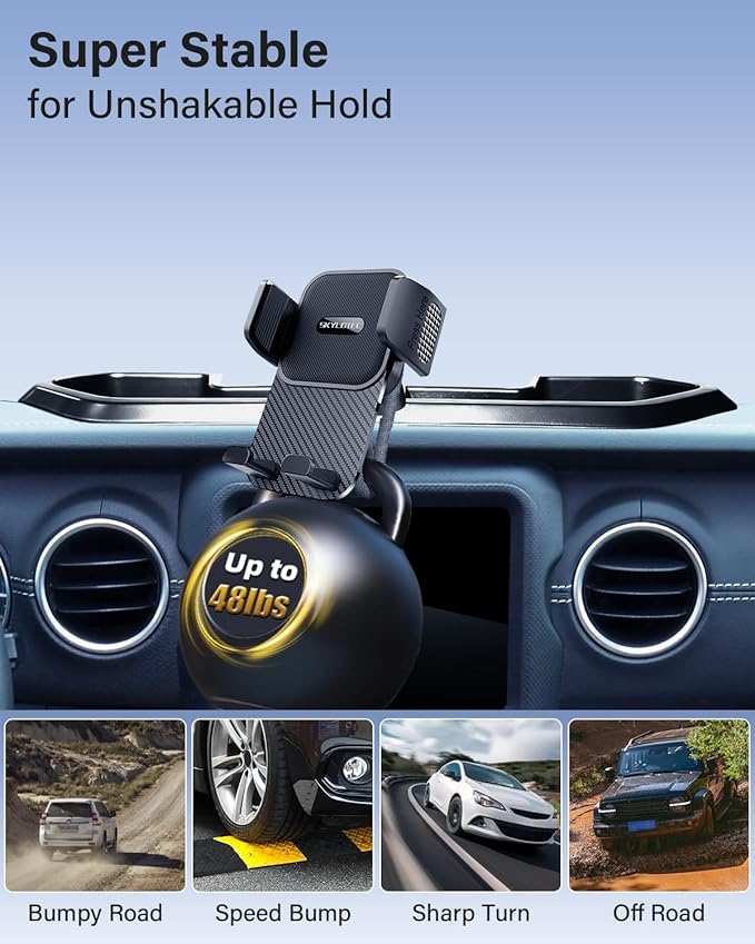 SKYLOTEC Phone Holder for Jeep Wrangler JL 4XE 2021 2022 2023 Accessories Automobile Cradles Phone Mount, Dashboard Mount Dash Tray Not Block Air Vent(Not Fit 4X4/Gladiator)