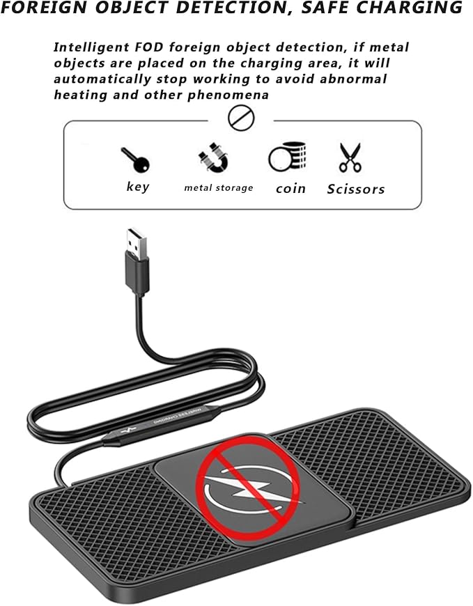 Wireless Car Charger Pad for BMW 5er F10 F11 F18 F90 G30 G31 G38, Phone Cordless Charging Mat Center Console Non-Slip 20W Fast Wireless Type-C/USB,A 30cm Cable Type-C Plug-Normal
