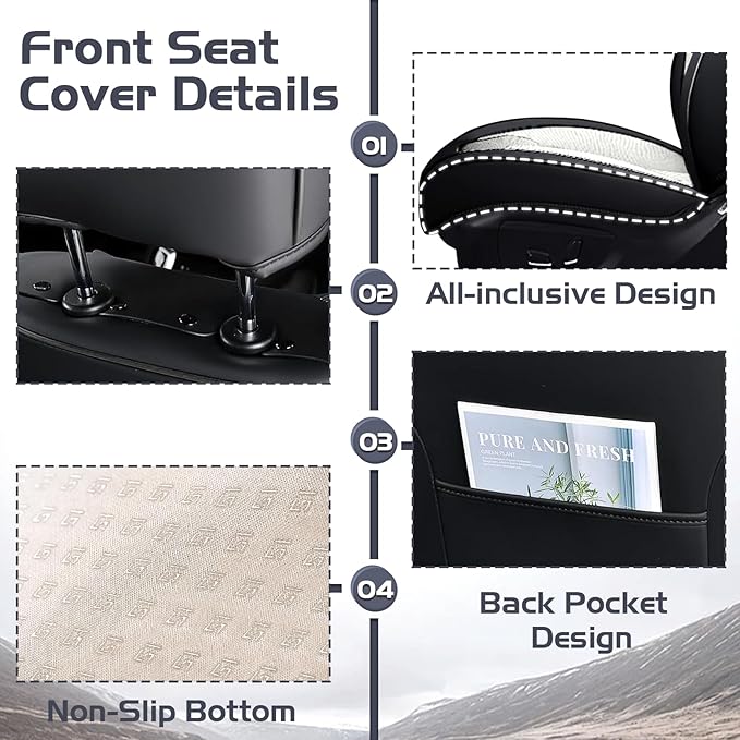 Truck Seat Covers for Ford Bronco 2021-2026, Waterproof Premium Leather Full Coverage Car Seat Cover, Muscle Sport Style Auto Interior Seat Cover Sets (Front Set/Black White)