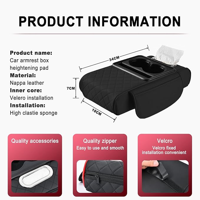 Car Armrest Storage Box for Nissan Hardbody (D21) 1986–1997, Center Console Organizer with Side Pocket, Ergonomic Memory Foam Armrest Cushion, Car Elbow Support Pad,C Brown