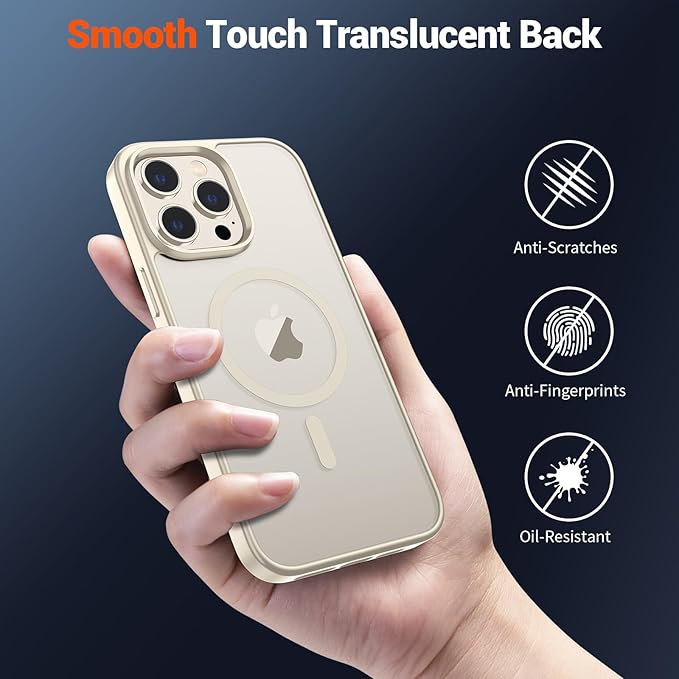 SUPFINE Magnetic for iPhone 13 Pro Case (Compatible with MagSafe) (Military Grade Drop Protection) Slim Translucent Matte Shockproof with Anti-Fingerprint Phone Case,Antique White
