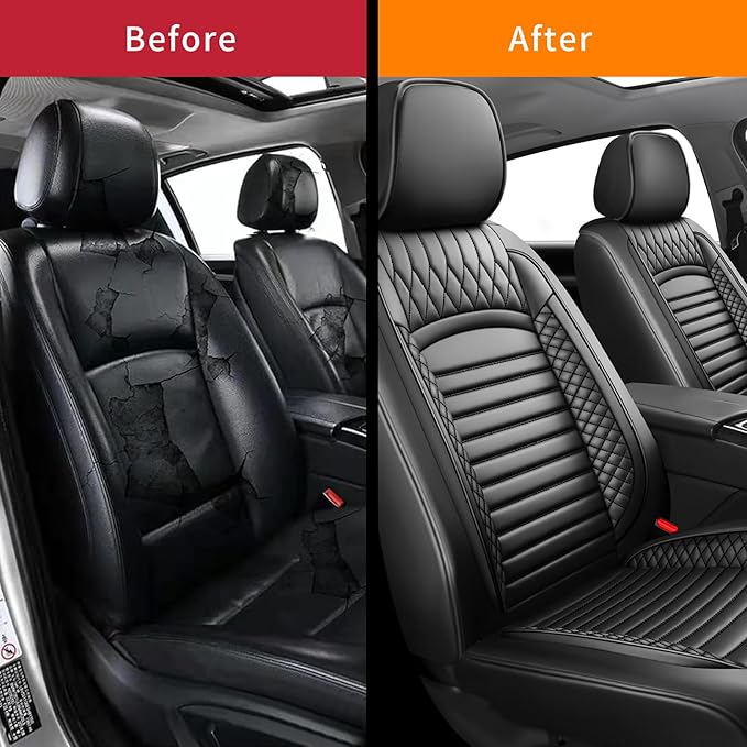 Fit 4Runner Car Seat Covers for Toyota 4Runner 2003-2024 2025 2026 - Upgraded Premium Waterproof & Breathable Leather, Airbag Compatible, All-Weather Seat Cushion Protector (2 Front/Black)